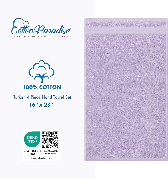 Cotton Paradise Hand Towels for Bathroom, 100% Cotton Turkish 4 Piece Hand - Image 4