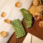 Geiserailie 2 Pcs Jade Combs Esthetician Supplies Massage Stone Hair Gua Sha - Image 4