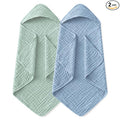 Yoofoss Hooded Baby Towels for Newborn 2 Pack 100% Muslin Organic Cotton Baby by YOOFOSS