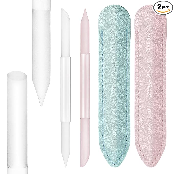 2Pcs Glass Cuticle Pusher with Leather Case, Dual Ended Cuticle Remover Tool by Unknown