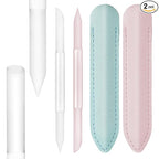 2Pcs Glass Cuticle Pusher with Leather Case, Dual Ended Cuticle Remover Tool by Unknown