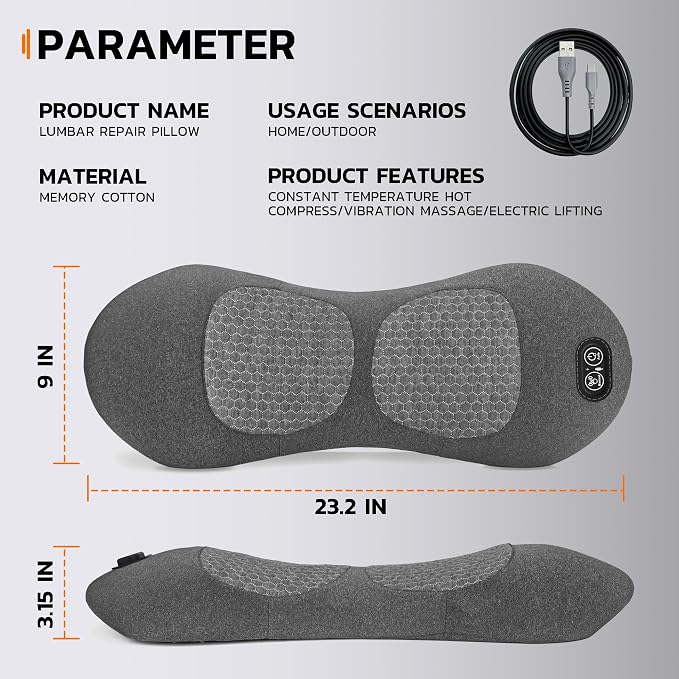 3-in-1 Electric Back Massager Pillow, Rechargeable Lumbar Support Cushion - Image 6