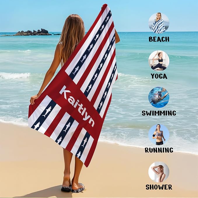 JML Custom Beach Towel with Name, Personalized Microfiber Beach Towel with Name - Image 6