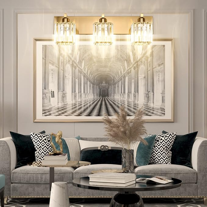 Aipsun Bathroom Vanity Light Fixtures Crystal Vanity Lighting Fixtures Brass 3 - Image 5