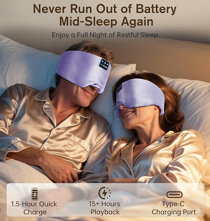 LC-dolida Luxurious Silk Soft Sleep Mask, Sleep Headphones - Image 5