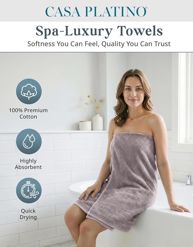 24-Piece Luxury Bathroom Towels – 100% Cotton Soft Towel Set, 2 Bath Sheets - Image 2
