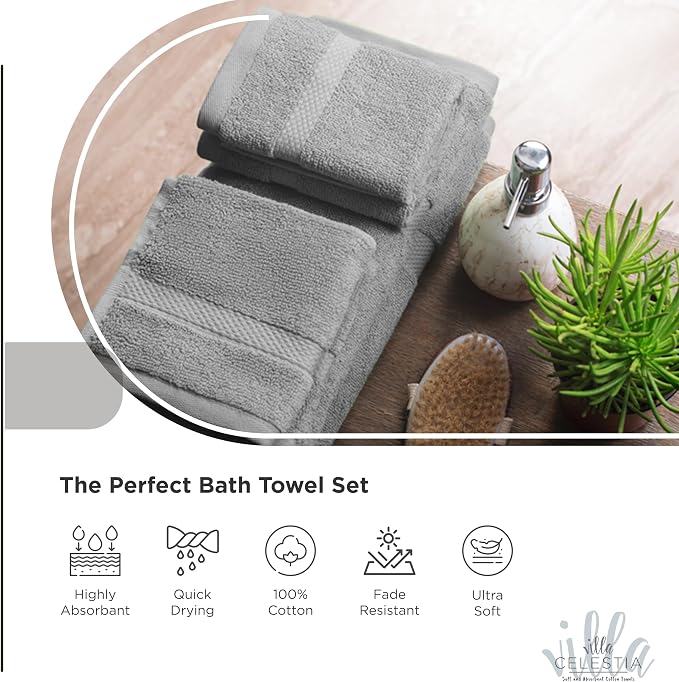 100% Cotton Bath Towel Set of 24-6 Bath Towels, 6 Hand Towels, 12 Wash Cloths - Image 3