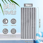 SmoothNovelty 16 Pack Microfiber Bath Towels Bulk 27'' x 60'' Oversized Size - Image 2