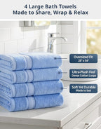 LANE LINEN 100% Cotton 4 Pack Bath Towels - Image 3