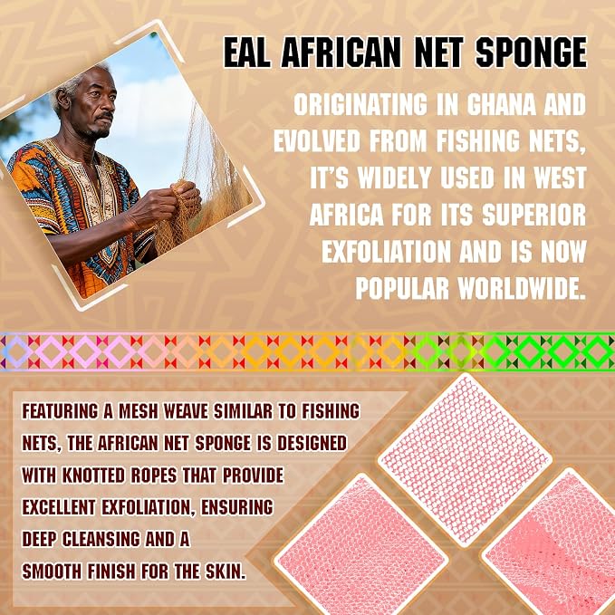 5 Pieces African Net Sponge – Deep Cleansing & Exfoliating Mesh - Image 2