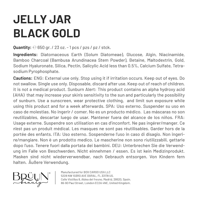 BRÜUN Jelly Mask Jar Black Gold Salicylic AC BHA Peel-Off Face Care Rubber Mask - Image 7