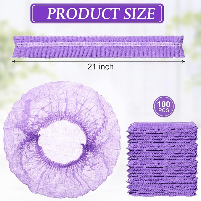 100 Pcs Disposable Nonwoven Bouffant Caps 21 Inch Hair Net Elastic Cap Hair - Image 4