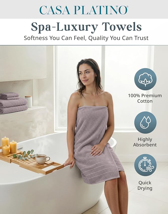 Casa Platino 100% Cotton Bathroom Towel Set - Image 2