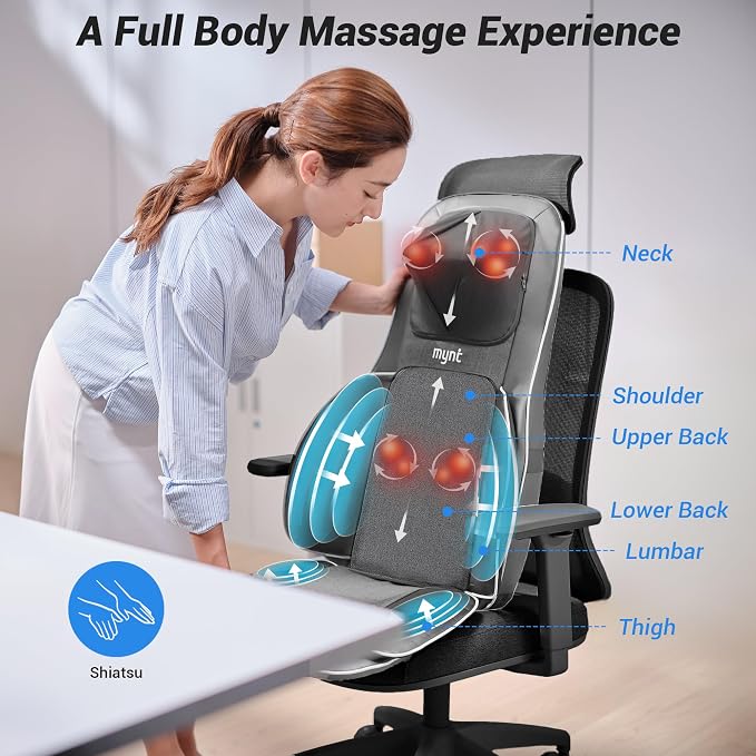 Mynt Back and Neck Massager for Pain Relief Deep Tissue, 3D Shiatsu Acupressure - Image 3