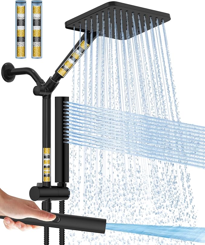 Filtered Shower Head with Handheld Combo High Pressure Shower Head with Filters by HOMBETER