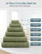 24-Piece Luxury Bathroom Towel Sets – 100% Cotton Bath Towel, 2 Bath Sheets - Image 3