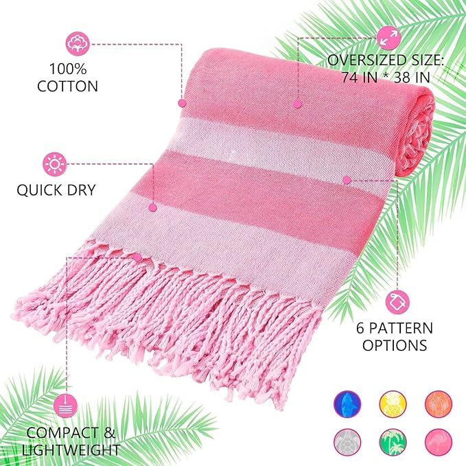 Genovega 6 Packs Oversized Turkish Beach Bath Towel Set Bulk 74"x38" Extra - Image 6