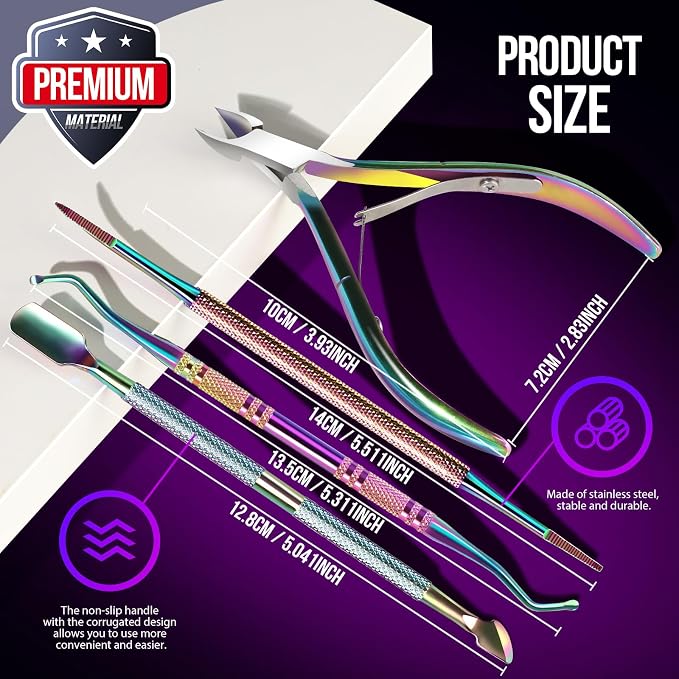 FANDAMEI Cuticle Kit, Manicure Pedicure Tools, Nail Cuticle Nippers, Ingrown - Image 2