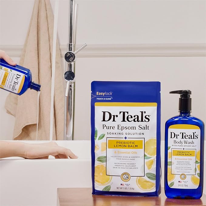 Dr Teal's Foaming Bath with Pure Epsom Salt, Prebiotic Lemon Balm & Essential - Image 8