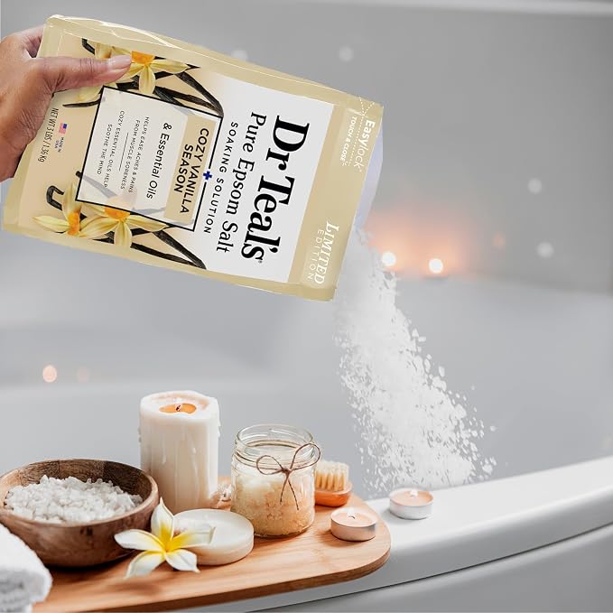Dr Teal's Epsom Salt Magnesium Soak, Limited Edition Cozy Vanilla Season - Image 7