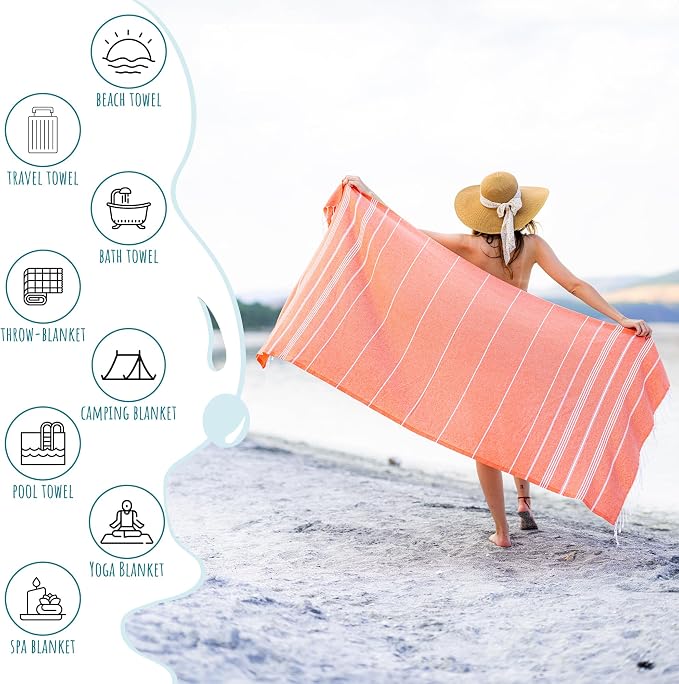 Ray Silver Turkish Beach Towel – 100% Cotton 40x71 Quick Dry Oversized Sand - Image 3