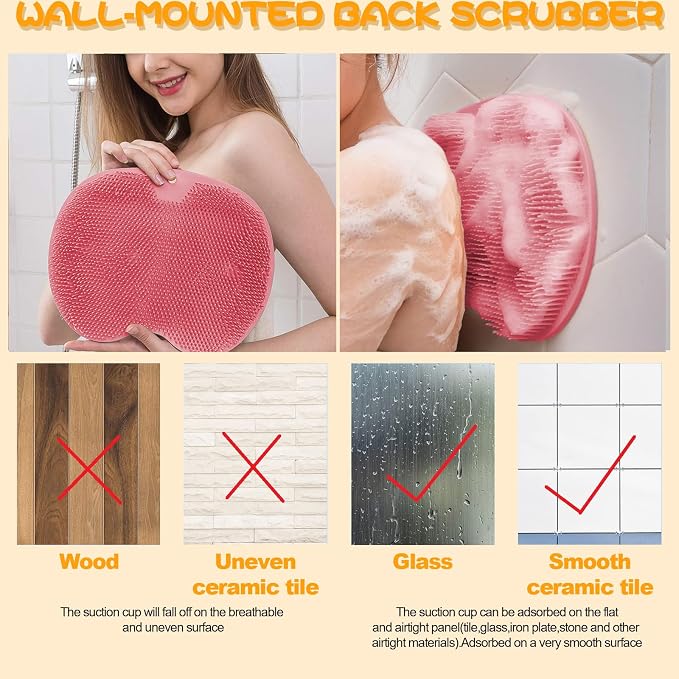 Shower Foot Scrubber, Wall Mounted Bath Massage Pad, Back Scrubber Back - Image 4