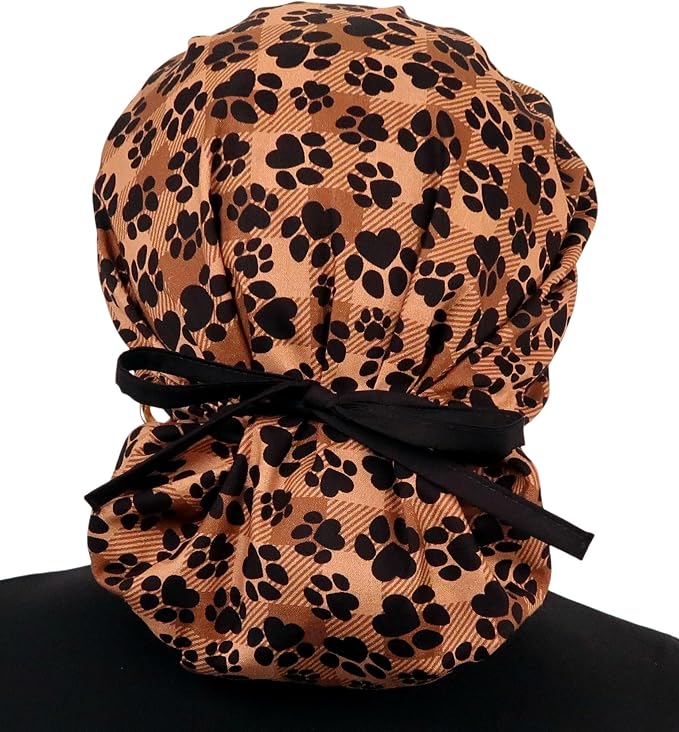 Sparkling EARTH Banded Bouffant Surgical Scrub Ponytail Working Caps and - Image 2