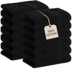 GREEN LIFESTYLE Black Bleach Proof Towels Bulk Sets 100% Cotton 16' X 25' by GreenLifeStyle