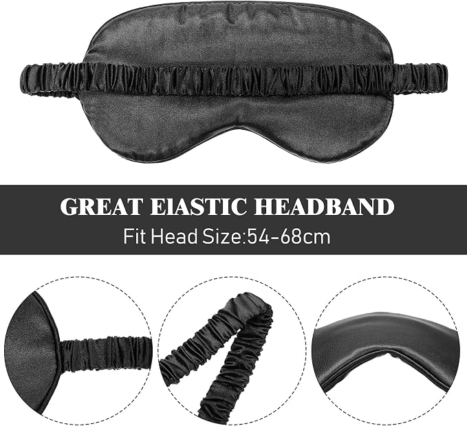 Silk Satin Sleeping Mask Eye Mask Set Include 2 Blindfold Eyeshade Elastic - Image 3