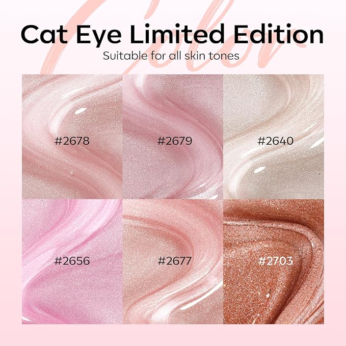 modelones Cat Eye Gel Nail Polish, 6 Colors Nude Gel Polish Pink Glitter Brown - Image 6