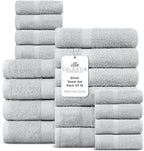 100% Cotton Bath Towel Set of 18-4 Bath Towels, 6 Hand Towels, 8 Wash Cloths by VillaCelestia
