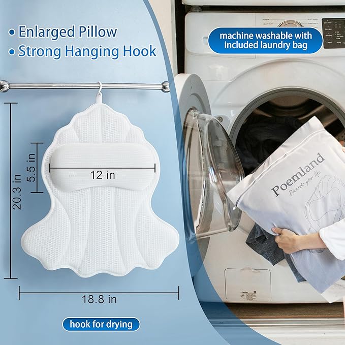 Poemland Bath Pillow for Tub, Luxury Bath Pillow Soft 4d Mesh, Bathtub Pillow - Image 4