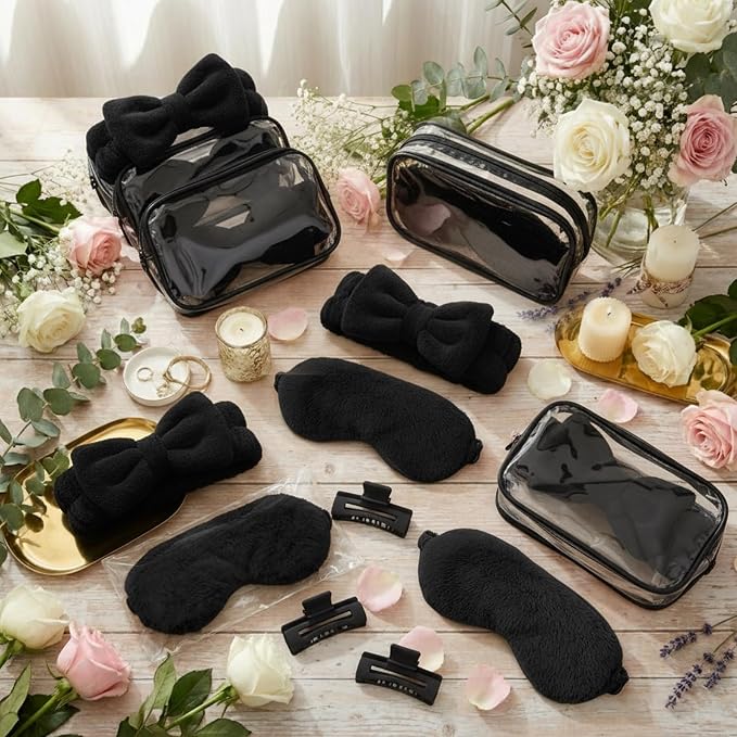 Hoteam 24 Pcs Spa Party Favors Supplies 6 Spa Headband 6 Plush Sleep Eye Mask 6 - Image 3