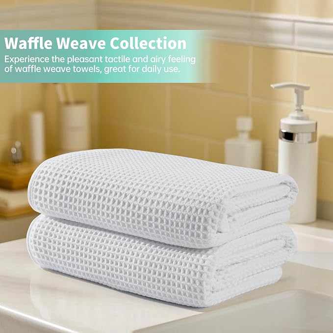 Microfiber Waffle Bath Towels, 4 Pieces, Fast Drying, Lint Free 430 GSM - Image 6