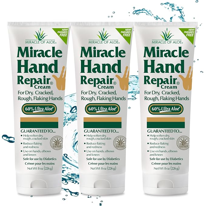 Miracle Hand Repair Cream for Dry Cracked Hands 8 oz Best Healing Hand Cream by MiracleofAloe%C2%AE