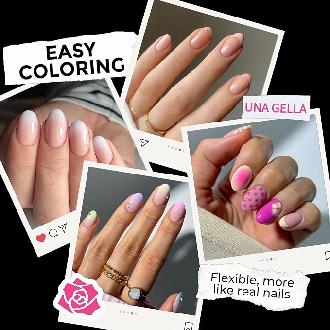 UNA GELLA Short Almond Round Fake Nails 216pcs Almond Press on Nails Pre-shape - Image 3