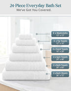 24 Piece Towels for Bathroom – 100% Cotton Bath Towel Set, 2 Bath Sheet - Image 3