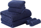 Madison Park Bathroom Towel Set of 6 Diagonal Ribbed, 500 GSM by MADISONPARK