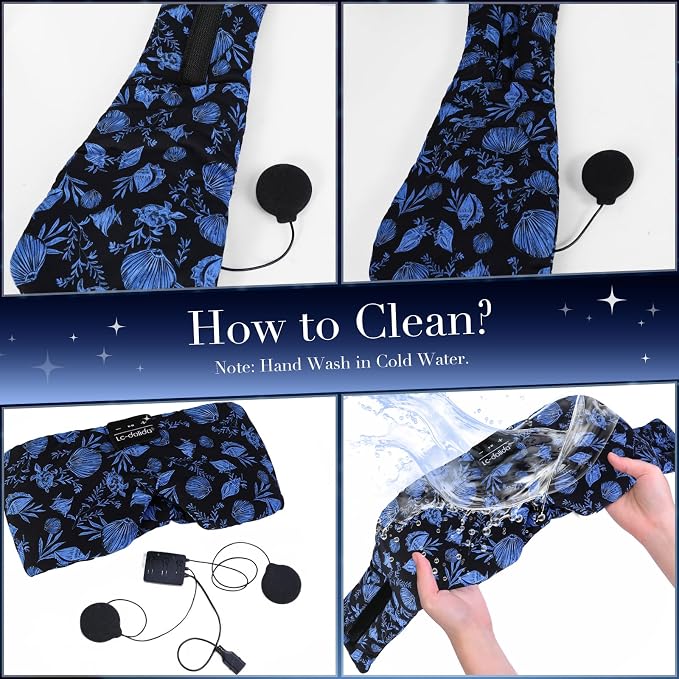 LC-dolida Sleep Mask with Bluetooth Headphones, Extra Large Silk Eye Mask - Image 7