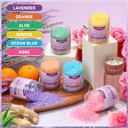 Foot Soak 6 Himalayan Foot Bath Salt Set Orange Lavender Aloe Ocean Blue - Image 2