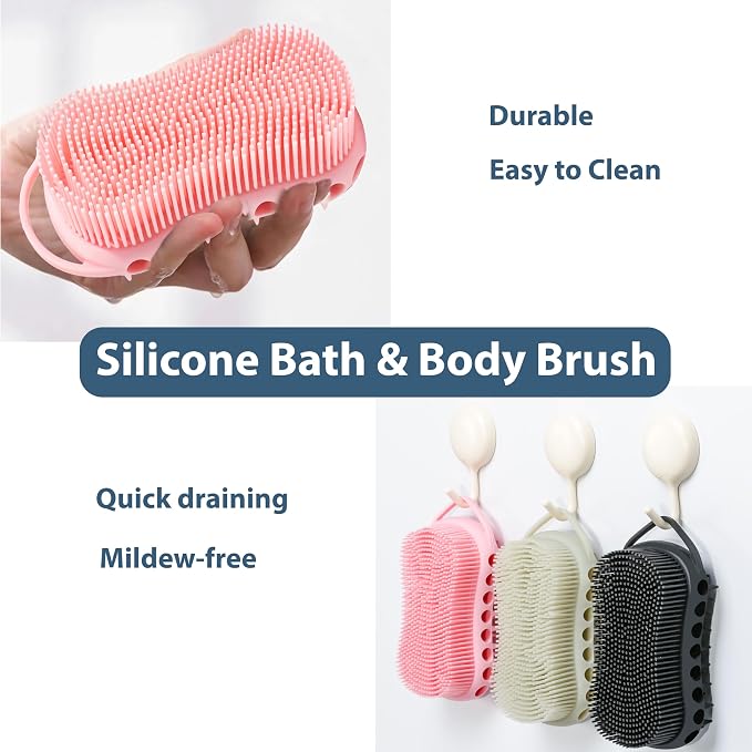 MtBoi Double-Sided Exfoliating Silicone Body Scrubber, 2-in-1 Bath Scrubber - Image 6