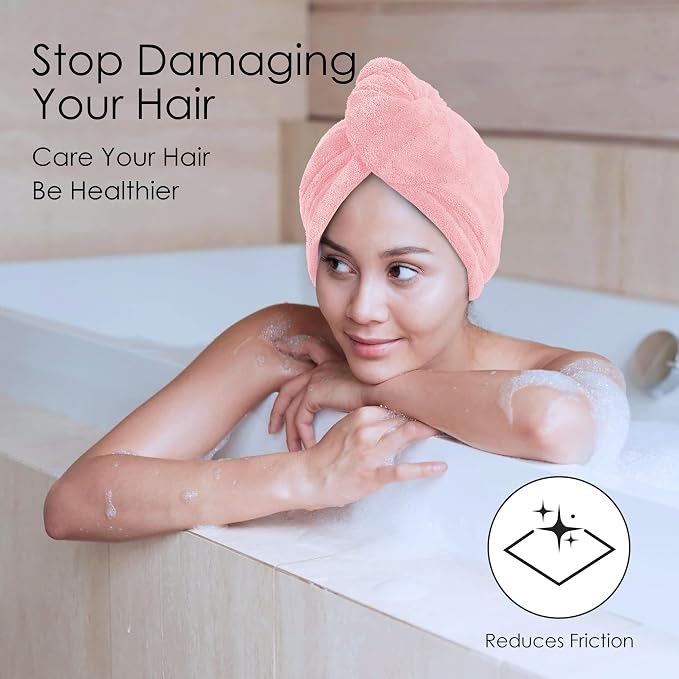 TENSTARS 5 Pack Thicken Microfiber Hair Towel Wrap - Image 2