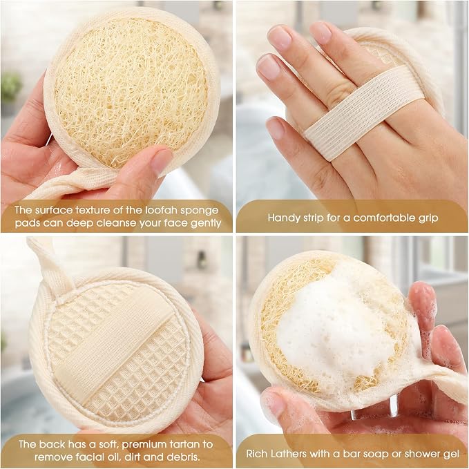 Face Exfoliating Loofah Pads Scrubber, Natural loofa Exfoliator Scrub Pad - Image 2
