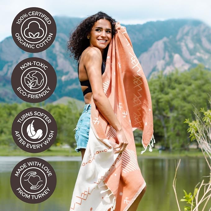 FESHKA Sand Proof Turkish Beach Towel – Oversized, Quick Dry & Lightweight - Image 4