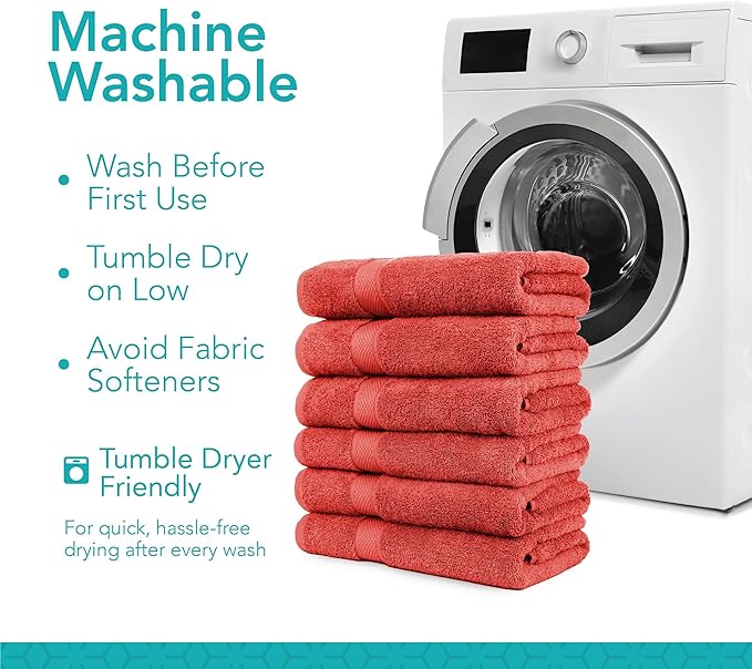 Pleasant Home Bath Towels Set of 6 100% Cotton, 515 GSM | Lightweight, Soft & - Image 5