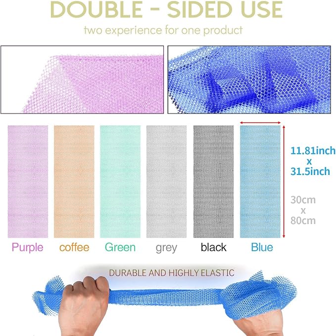 UJFQBH 6 Pieces African Bath Sponge African Net Long Net Bath Sponge - Image 3