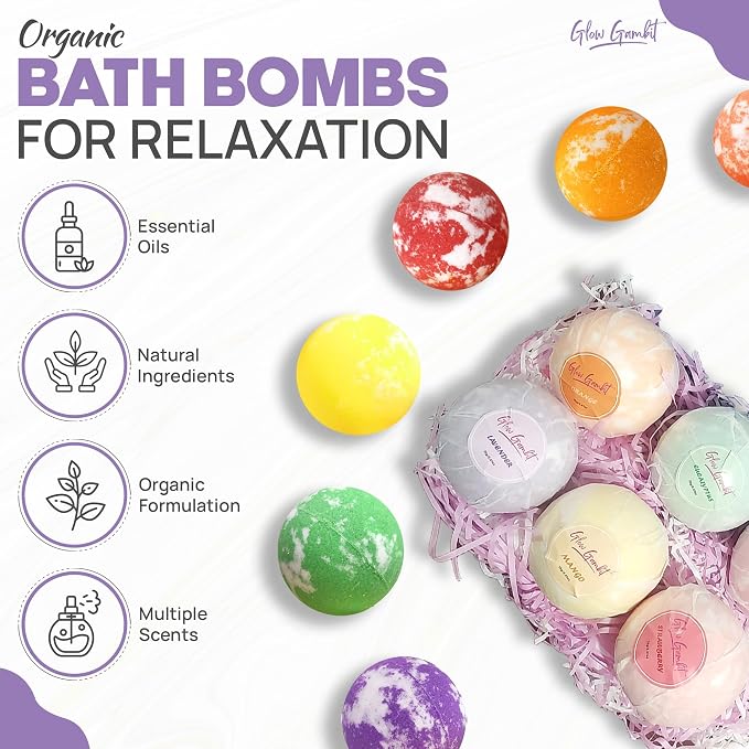 Bath Bombs Gift Set, 6 Large Natural Handmade Fruity & Floral Scent Bubble Bath - Image 3