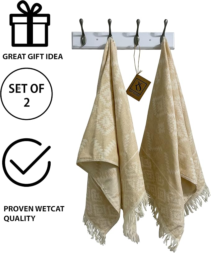 RAY SILVER Aztec Turkish Hand Towels Set of 2 100% Cotton Peshtemal Soft Feel - Image 8
