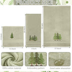 3 Pcs Rustic Pine Trees Bathroom Towel Set Farmhouse Embroidered Pine Trees - Image 2
