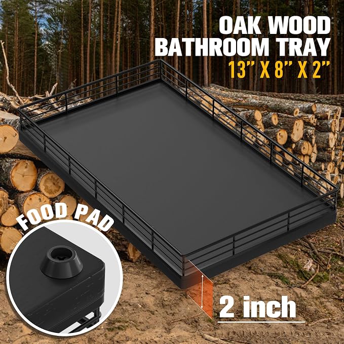 Large Bathroom Vanity Tray – 13" x 8" Oak Decorative Wooden Tray - Image 6